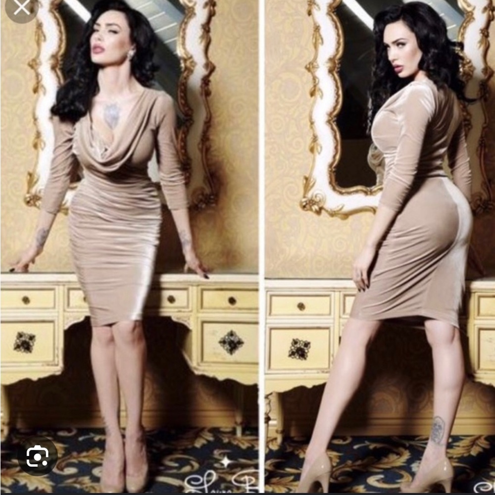 Deadly Dames Film Noir Champagne dress in Small